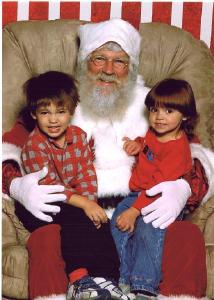 Teagan and Logan with Santa - Christmas 2005